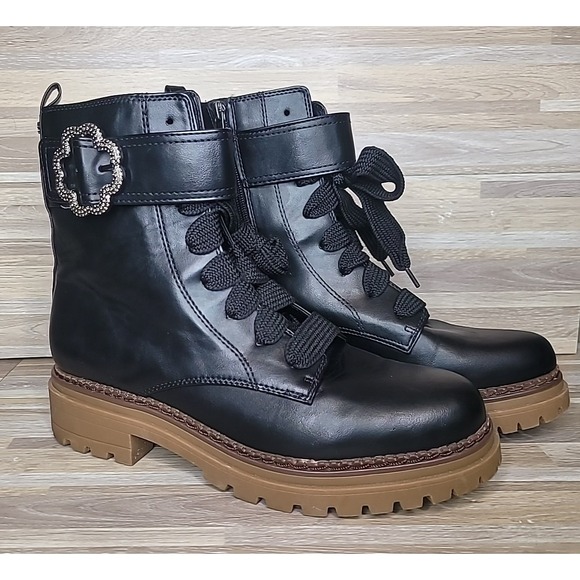 Sam & Libby Samantha Embellished Combat Boots Chunky Goth Y2K Women's Size 11 - Picture 2 of 14